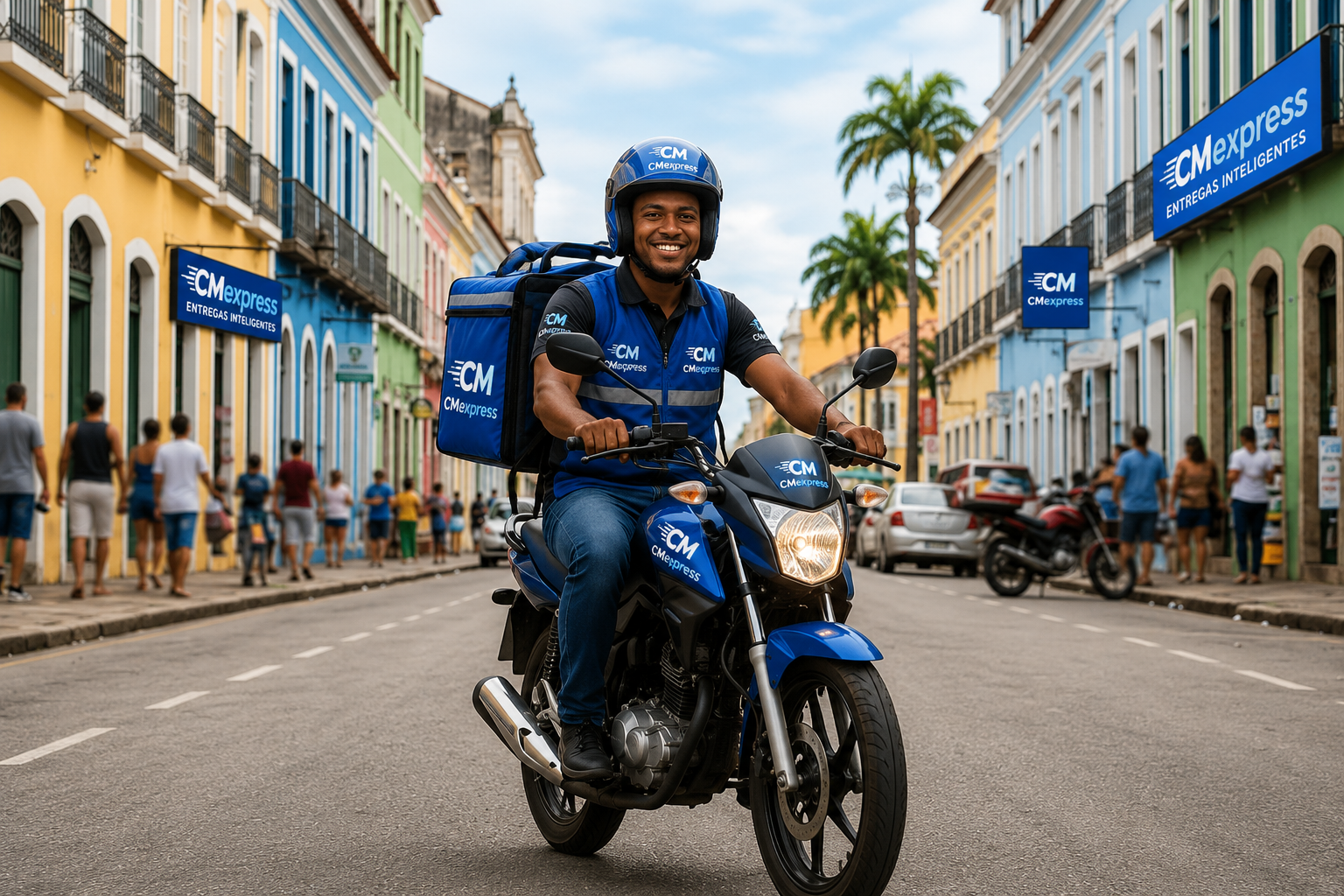 Motoboy entregador brasileiro pronto para entregas